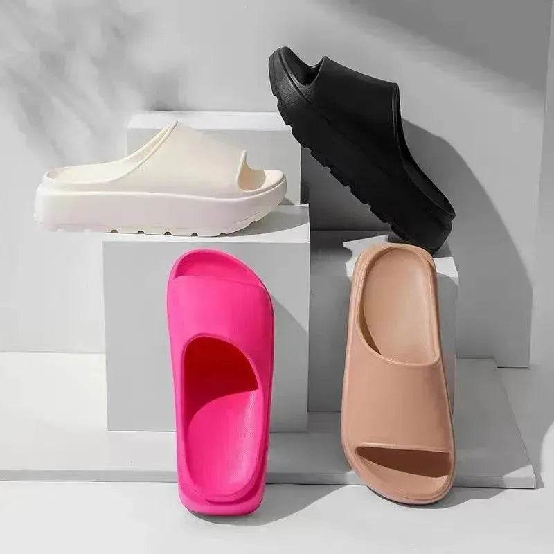 5.5cm Fish Mouth Shoes Floor Bathroom Home Slippers Outdoor Thick Soled Beach Slippers For Women - Velora