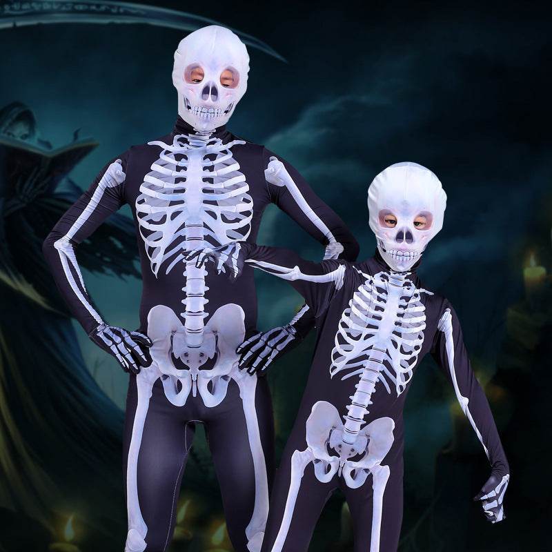 Halloween Skeleton Costume Scary Skeleton Skull Costume Jumpsuit Carnival Party Clothing - Velora