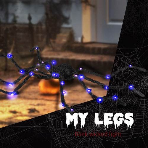 HOMCOM 3.25 Outdoor Halloween Decoration, Light-up Oversized Spider Halloween Prop With Light Up Bendable Legs - Velora