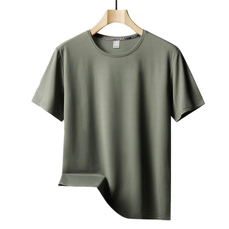Men's Ice Silk Casual Sports Round Neck Oversized T-shirt - Velora
