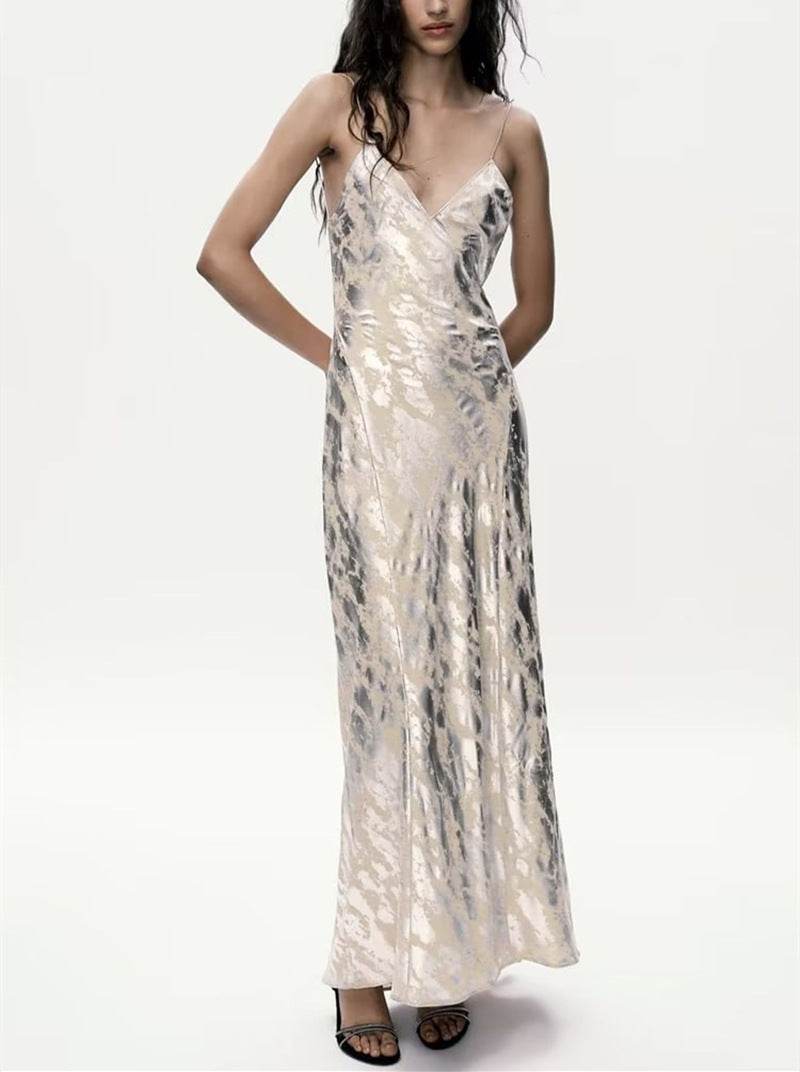 Women's Metal Foil Printed Underwear Dress - Velora