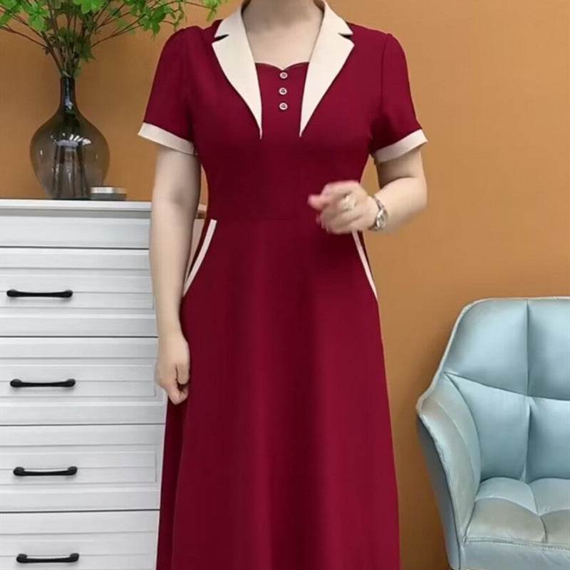 Plus Size Short Sleeve Mid-length Dress - Velora