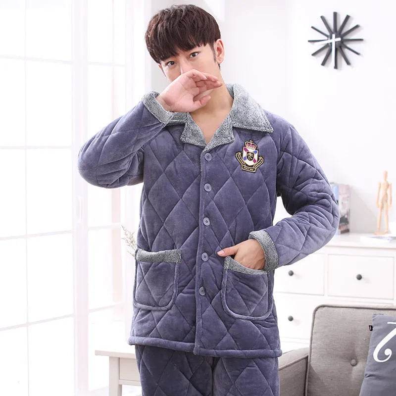 Thick quilted Winter pajamas Set 2pcs Unisex