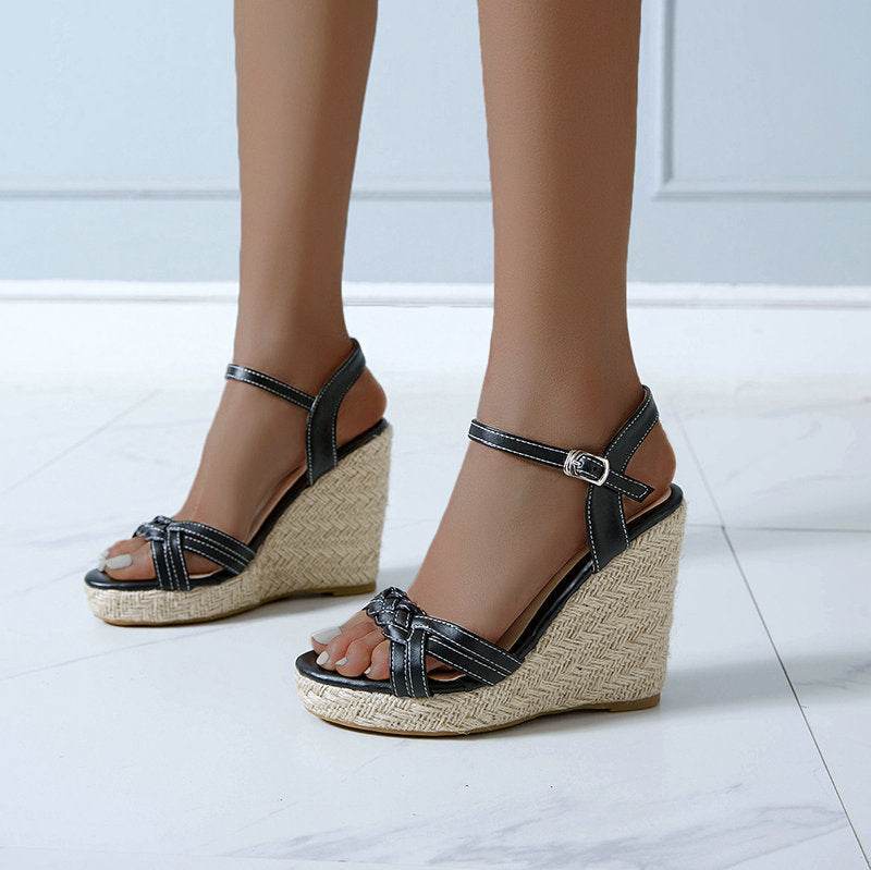 New Straw Fairy Style High-heeled Shoes With Skirt - Velora