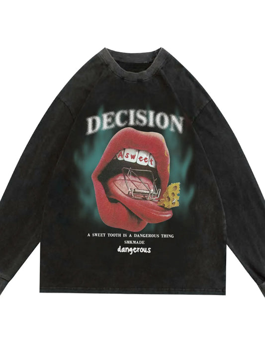 Men's Lips Graphic Oversized Sweatshirt - Velora
