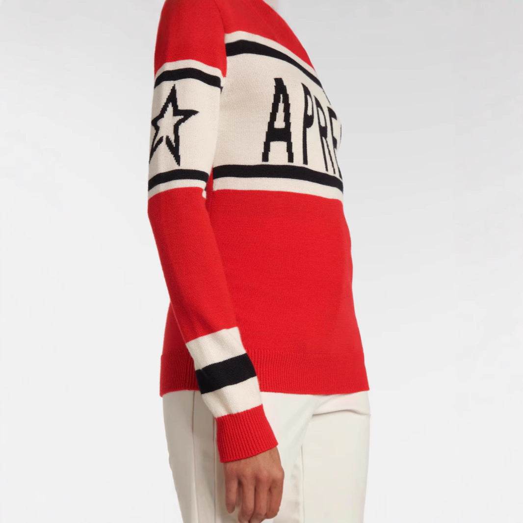 Letter Stripes Jacquard Knitted Slim Fit Sweater Women - Velora
