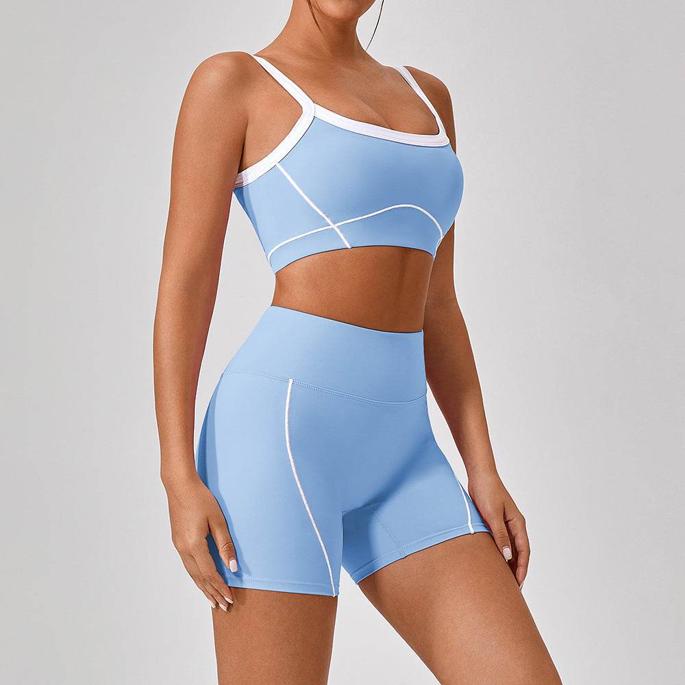 Outdoor Sports Yoga Suits Women's Spaghetti Strap Contrast Color Fitness Set Outfits - Velora