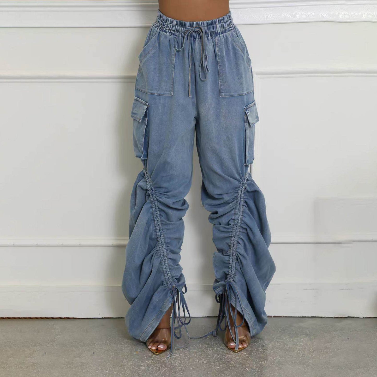 Women's Pleating Design Jeans Fashion Loose - Velora