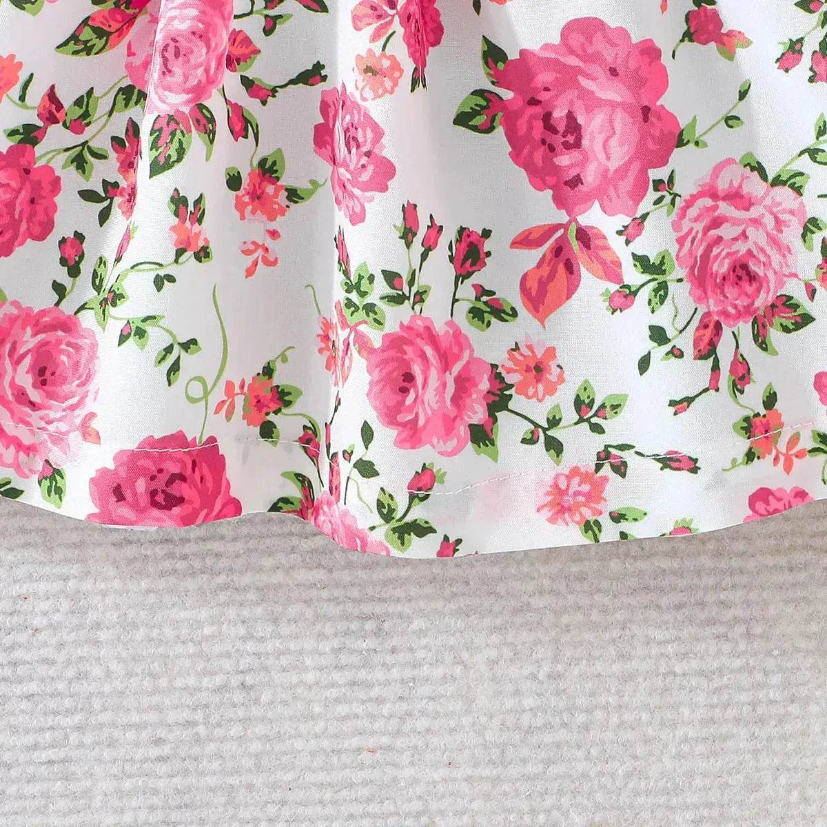 Newborn baby girl Winter floral Printed Bow Dress Suit Baby girl Dress outwear for girls plus head bowtie Baby girl pink dress