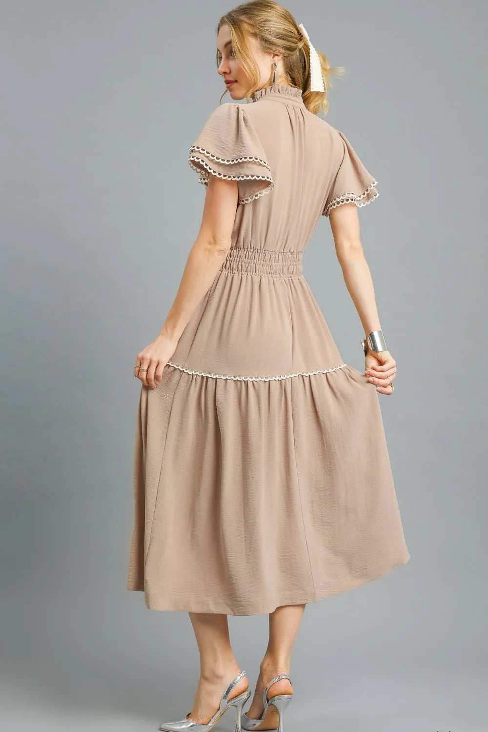 Umgee Tiered Flutter Sleeve Midi Dress - Velora