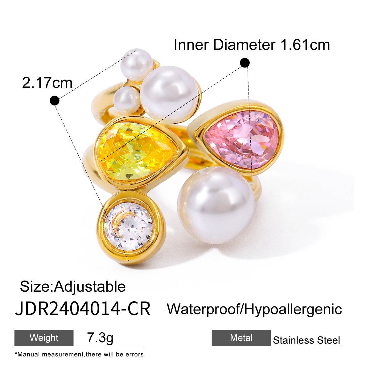 European And American Stainless Steel Pearl Eye-catching Ring High-grade Ins - Velora