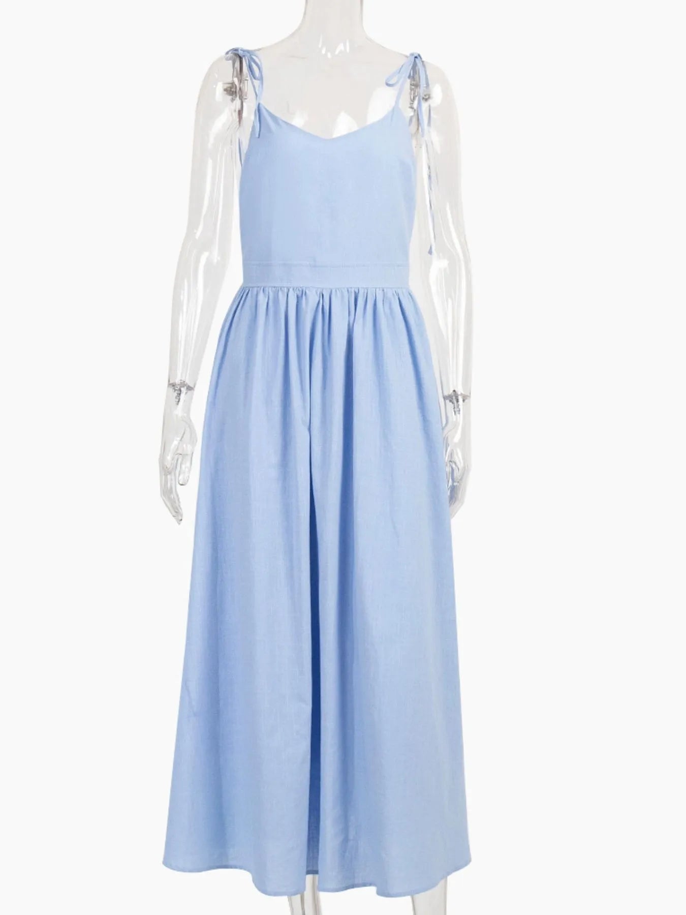V-Neck Tie Shoulder Maxi Dress - Velora