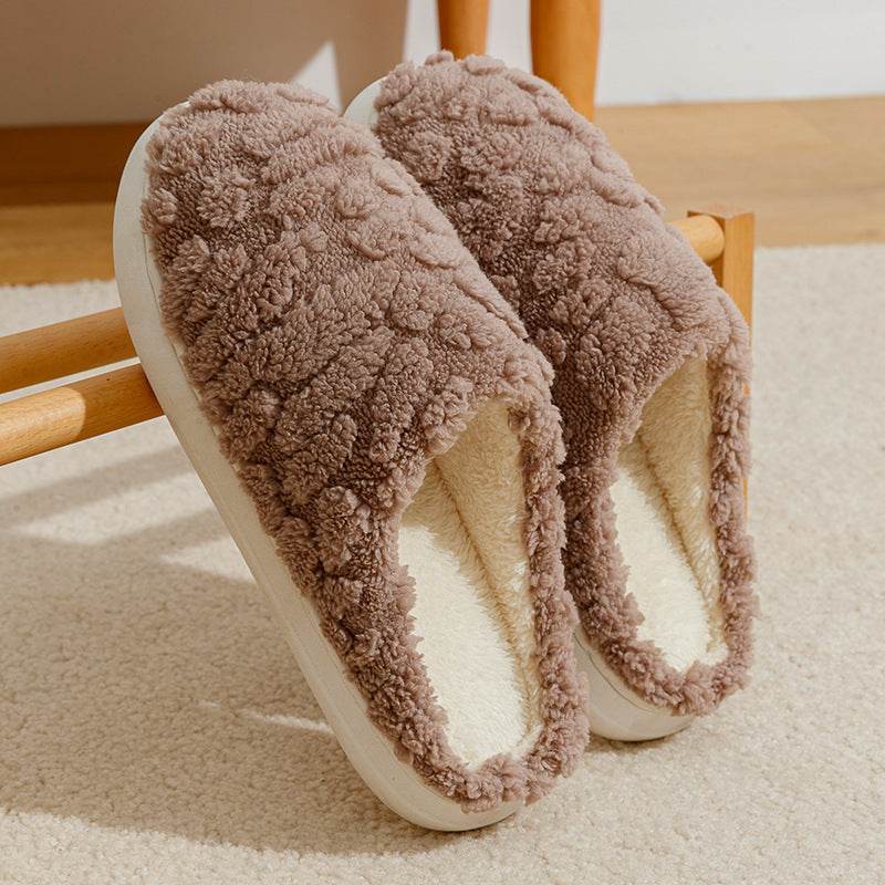 Home Fuzzy Slipper Unisex Cartoon Winter Plush Slipper Anti-Skid Soft Soled Cotton Shoes Comfy Outdoor Couple Slippers - Velora