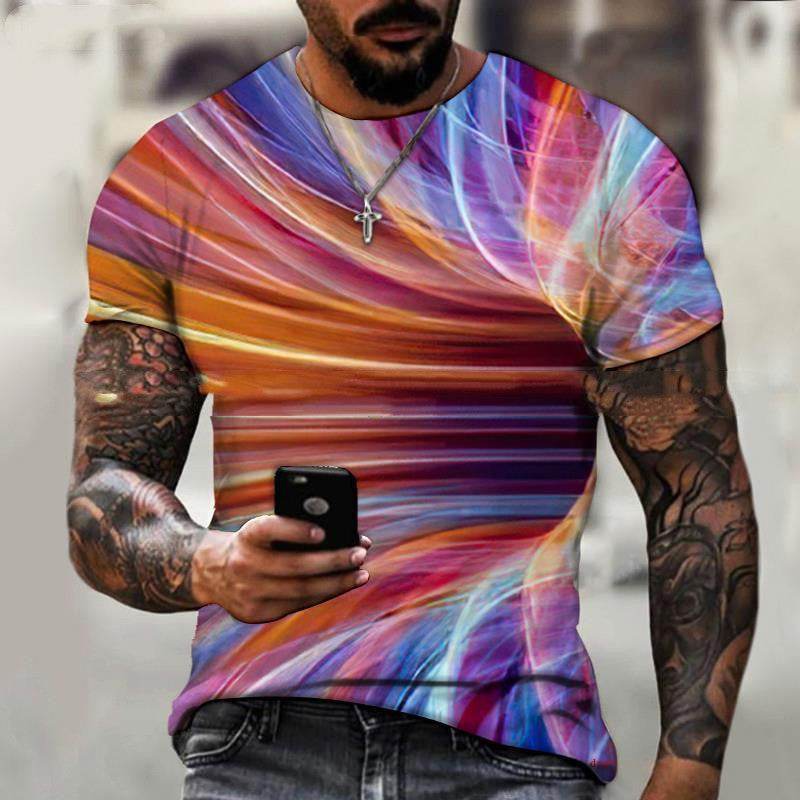 Men's Black Tech 3D Printed Short Sleeve T-Shirt