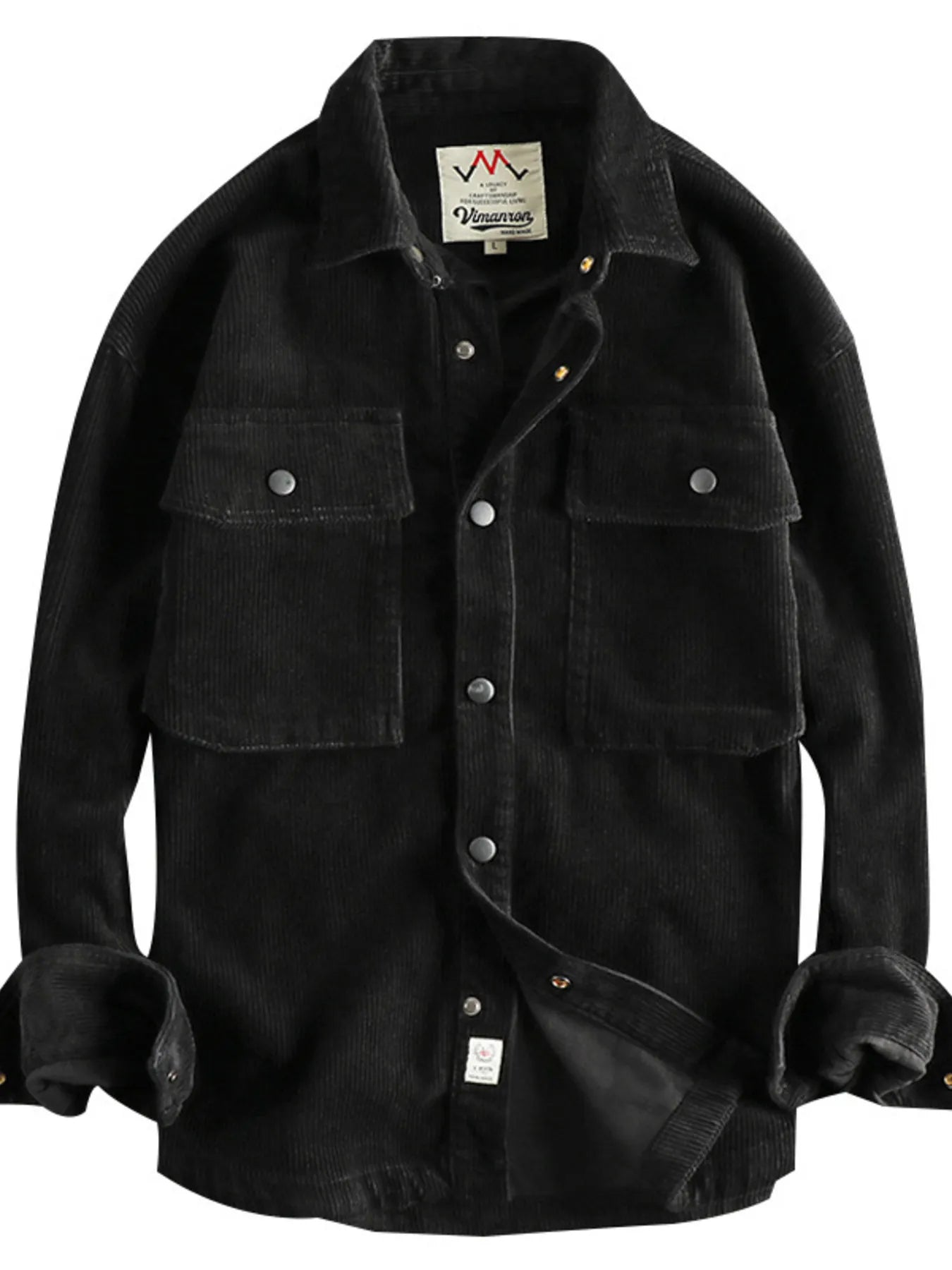 Men's Plus Size Corduroy Button Up Long Sleeve Jacket - Velora