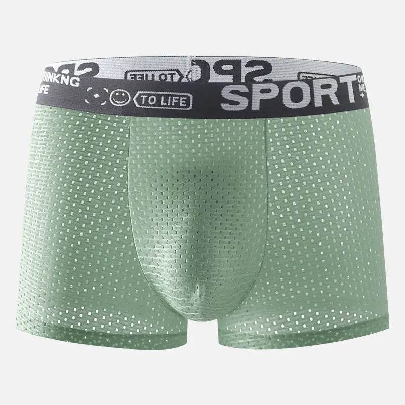 Men's Underwear Mid Waist Mesh Ice Silk Mesh SPORT Boxer Brief - Velora