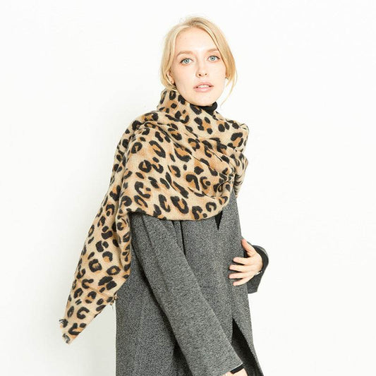 Leopard-print cashmere women's scarf shawl - Velora