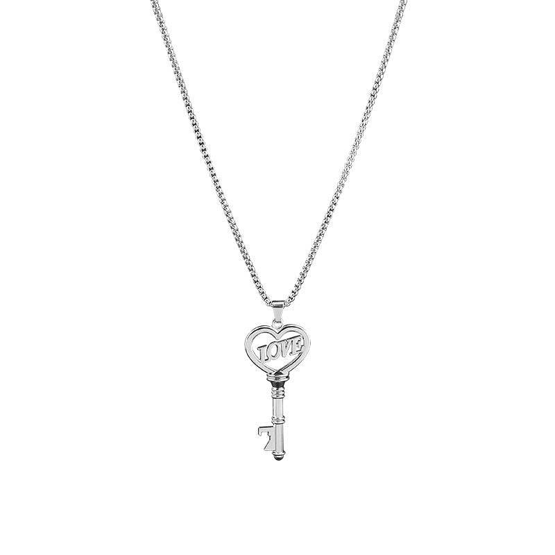 Stainless Steel Necklaces Sweet Heart Key Pendants Choker Chain Korean Fashion Jewelry For Women Jewelry Gifts - Velora