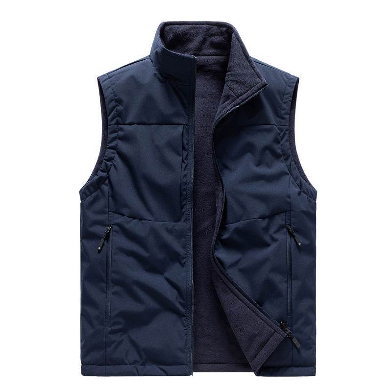 Men's Double-sided Fleece Vest Winter Warm Loose Sleeveless Tank Outdoor Workwear Vest Clothing - Velora
