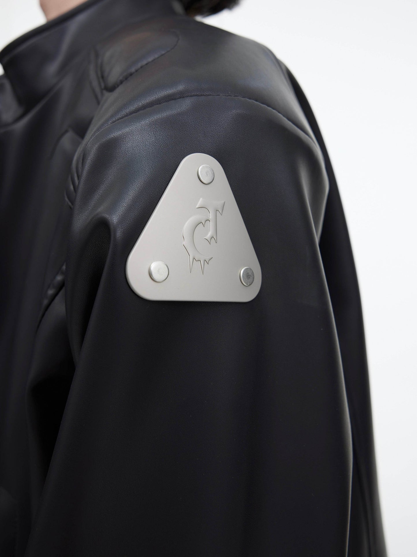 Leather Jacket Metal Graphic Design Jacket - Velora
