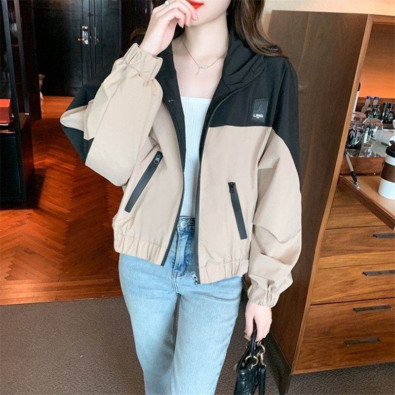 Color Contrast Patchwork Outdoor Jacket Coat Leisure Mountain Climbing Short - Velora