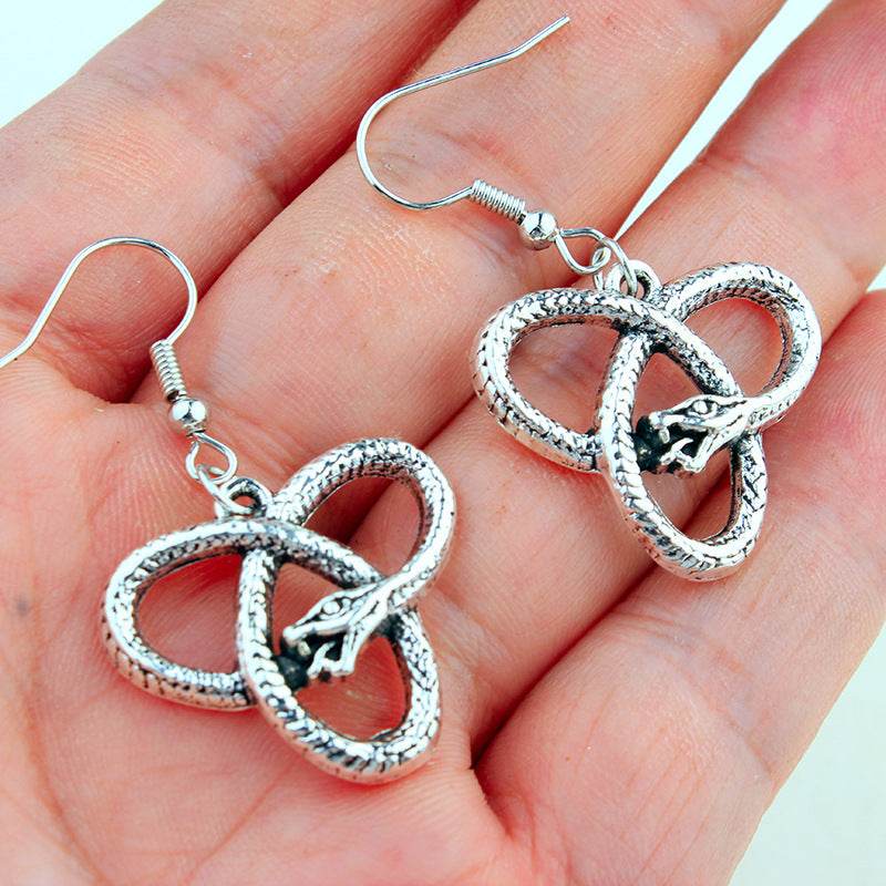 European And American Gothic Universe Infinite Snake Earrings Pagan Ancient India - Velora