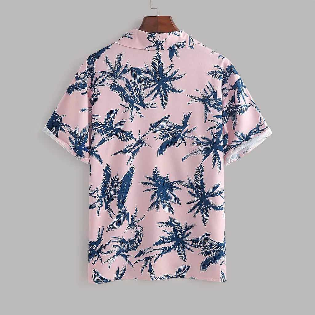 Men's Full Size Tropical Print Hawaiian Style Top and Shorts Set Plus Size - Velora