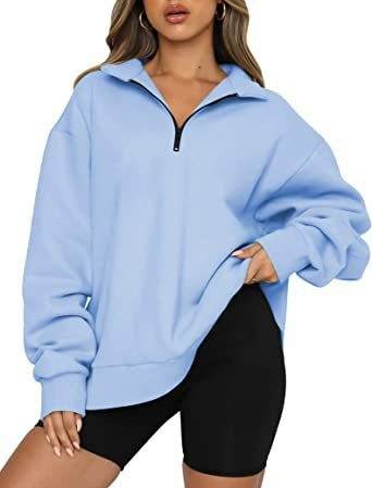 Women Sweatshirts Zip Turndown Collar Loose Casual Tops Clothes - Velora