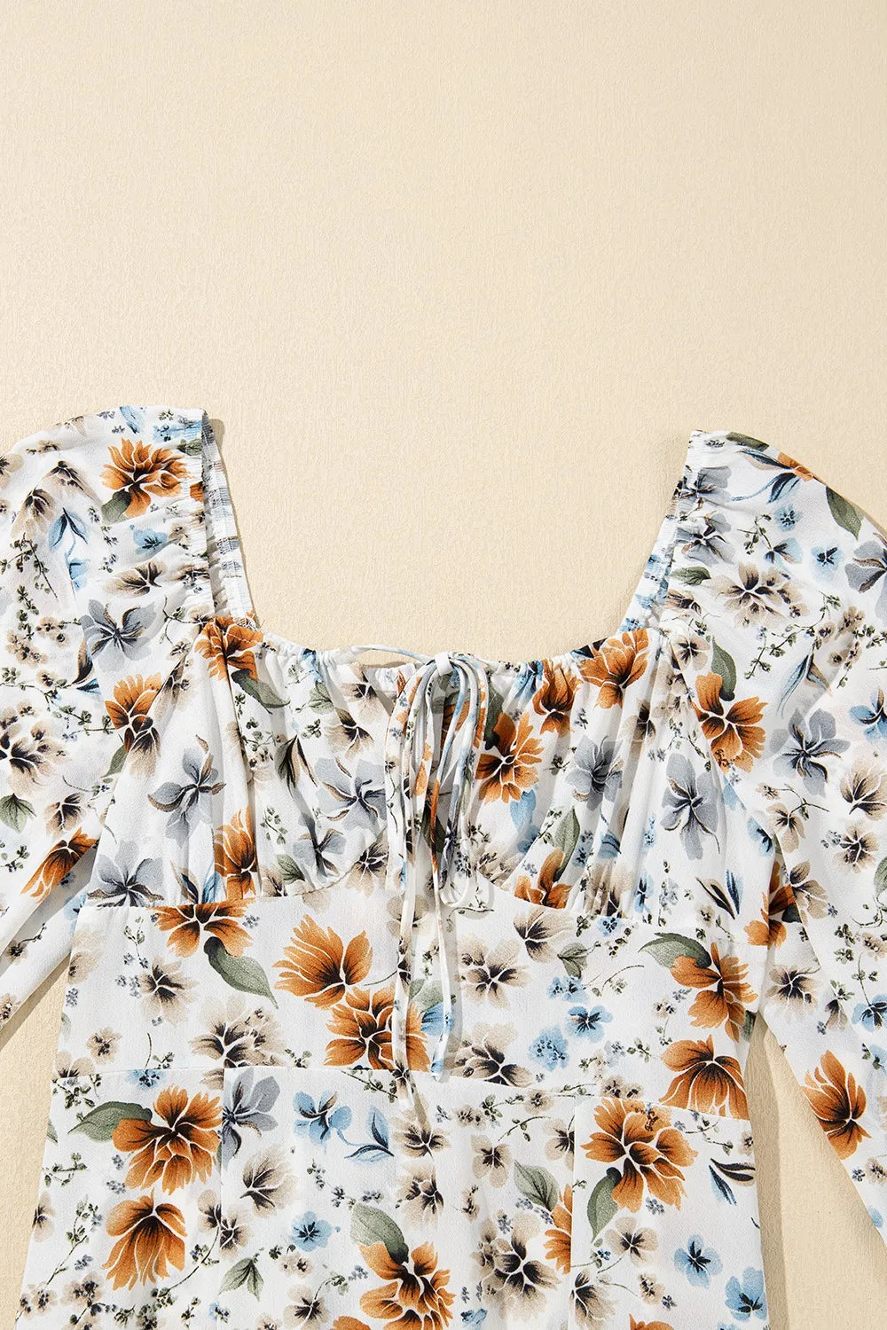 Floral Print Flounce Sleeve Midi Dress - Velora
