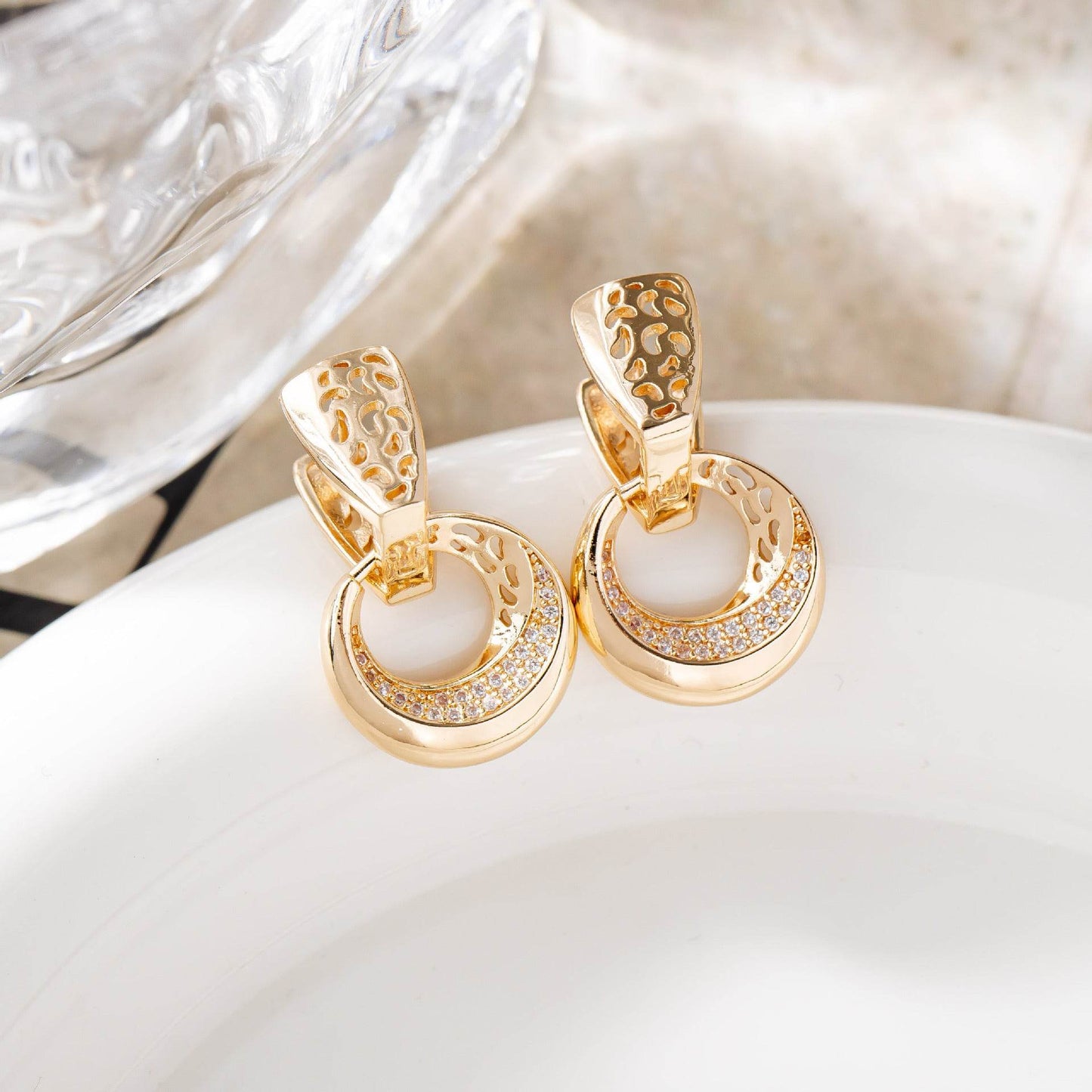 Hollow Round Moon Earrings Jewelry Women - Velora