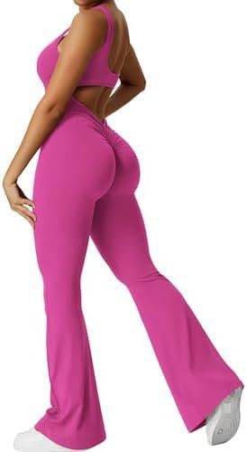Women Sleeveless Flare Jumpsuits Fitness Yoga Long Pants - Velora