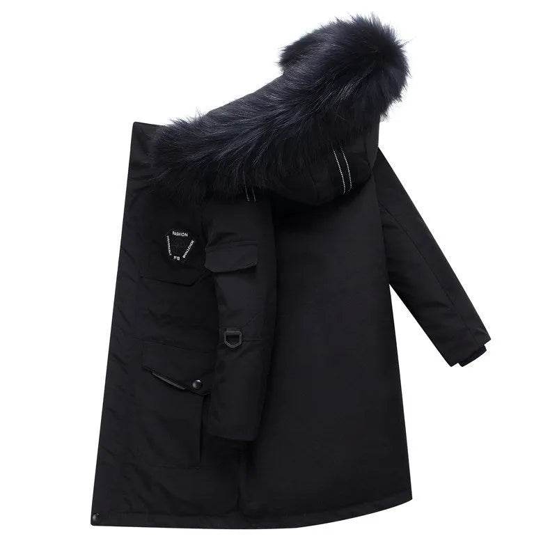 Children's Down Jacket Windproof Thick Fur Collar Winter Coat Jacket - Velora