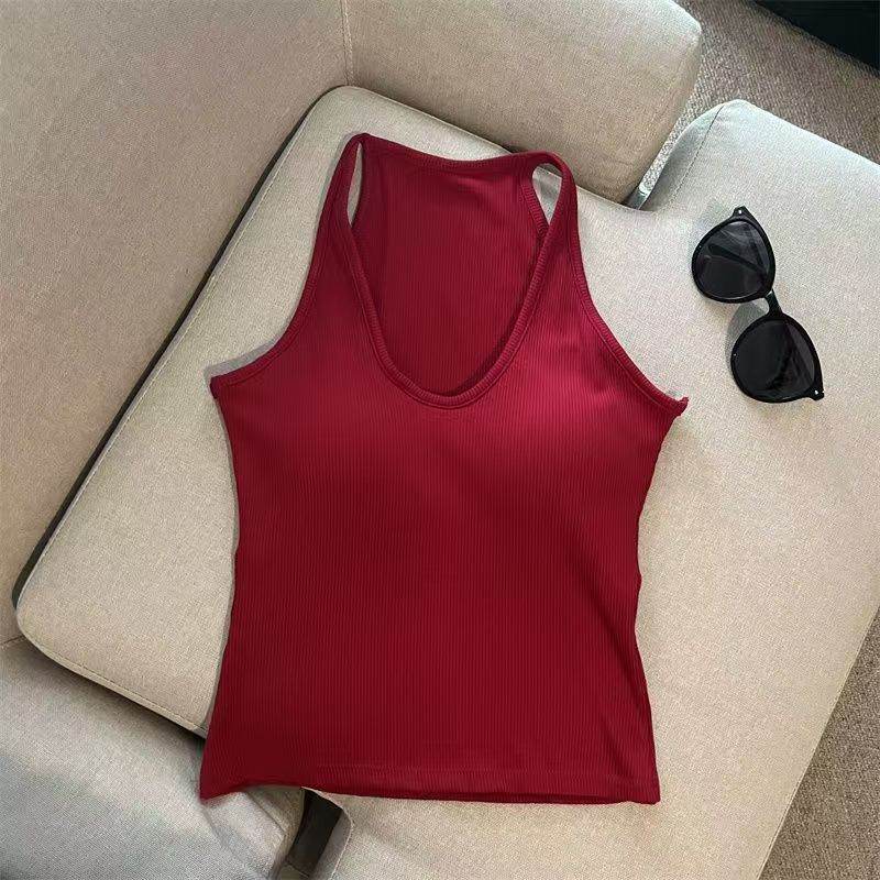Hanging Neck Pure Want Beauty Back Solid Color Wrapped Chest Tube Top Bottoming Inner Fixed Cup - Velora