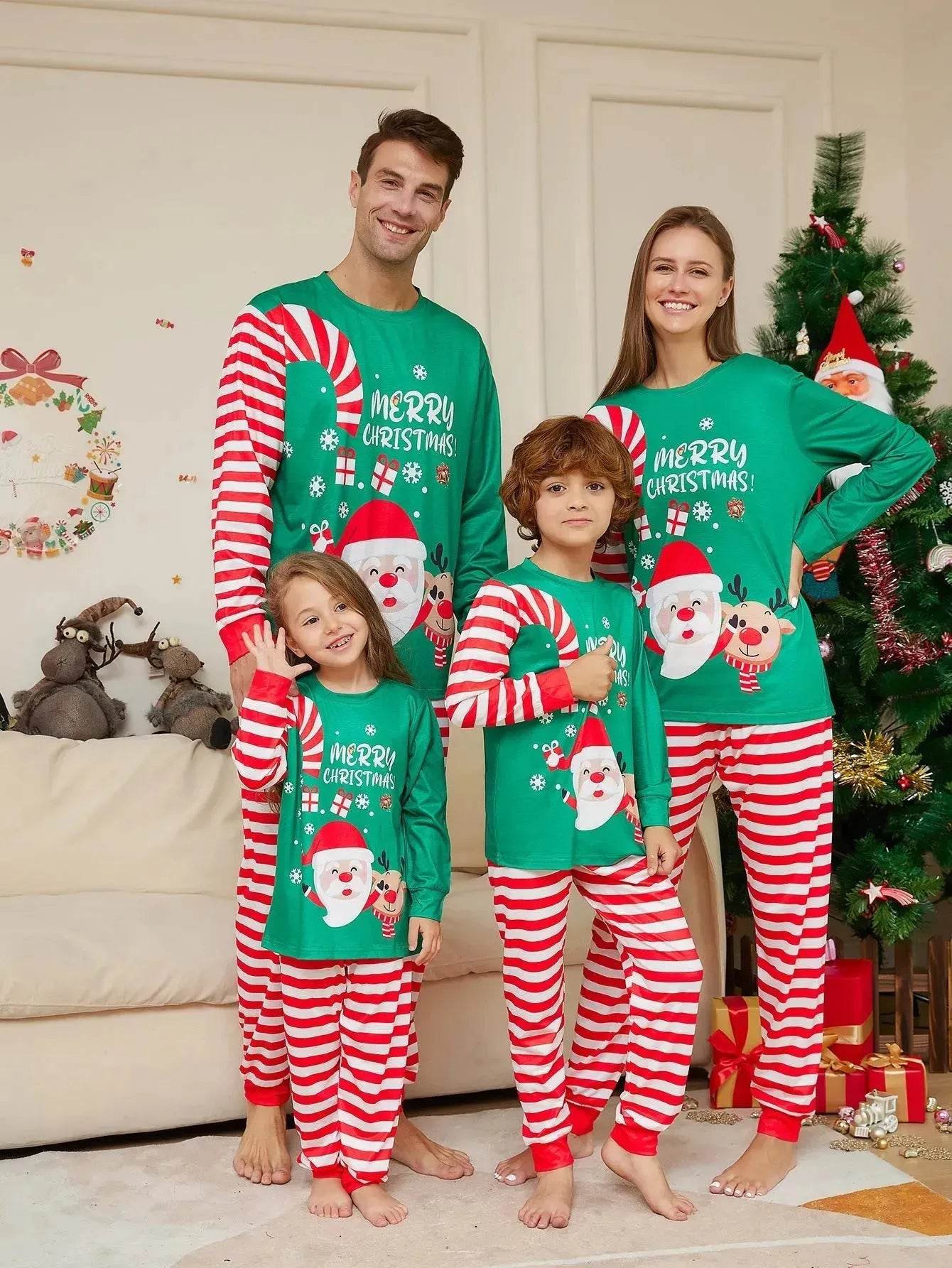 Cartoon Santa Claus Letter Printing Parent-child Christmas Pajamas Home Wear Suit - Velora