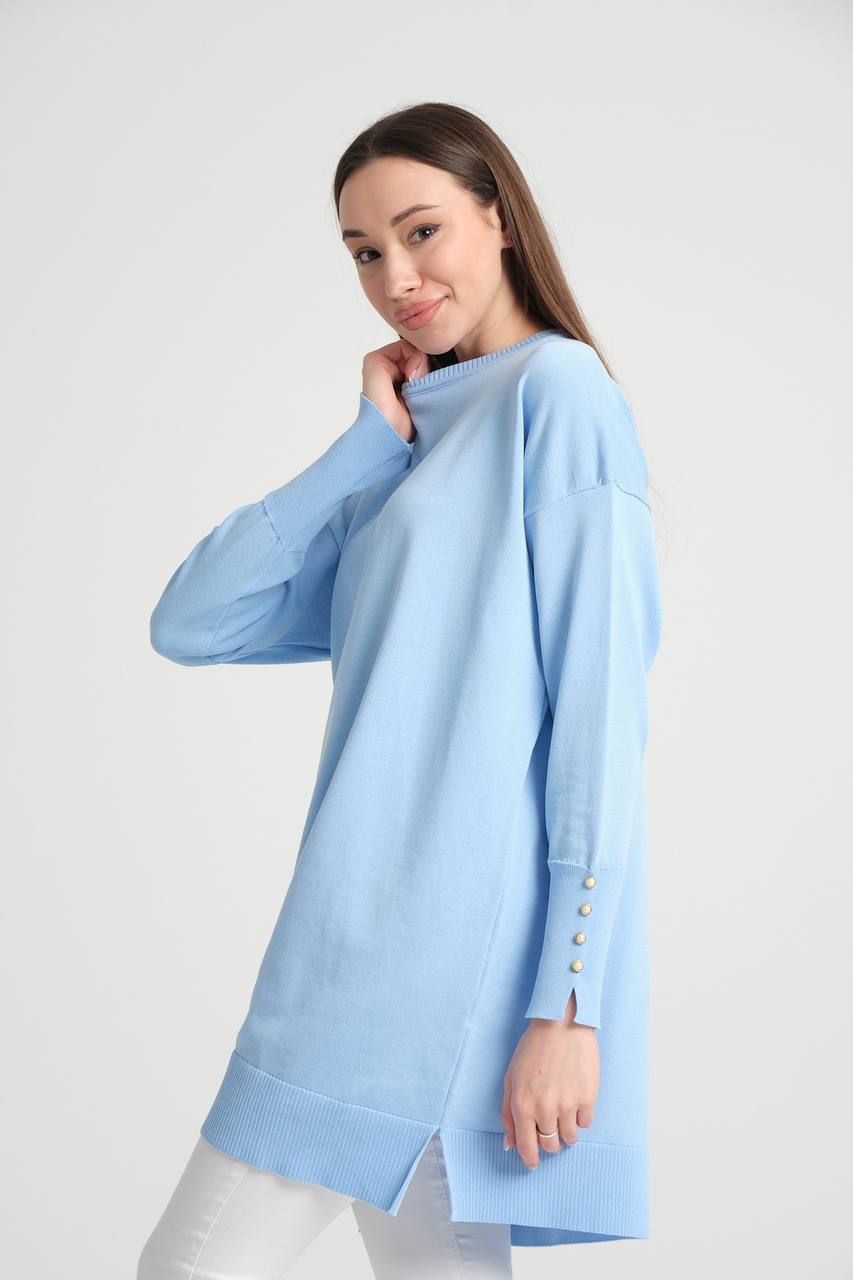 Long Tunic With Buttoned Sleeves - Velora