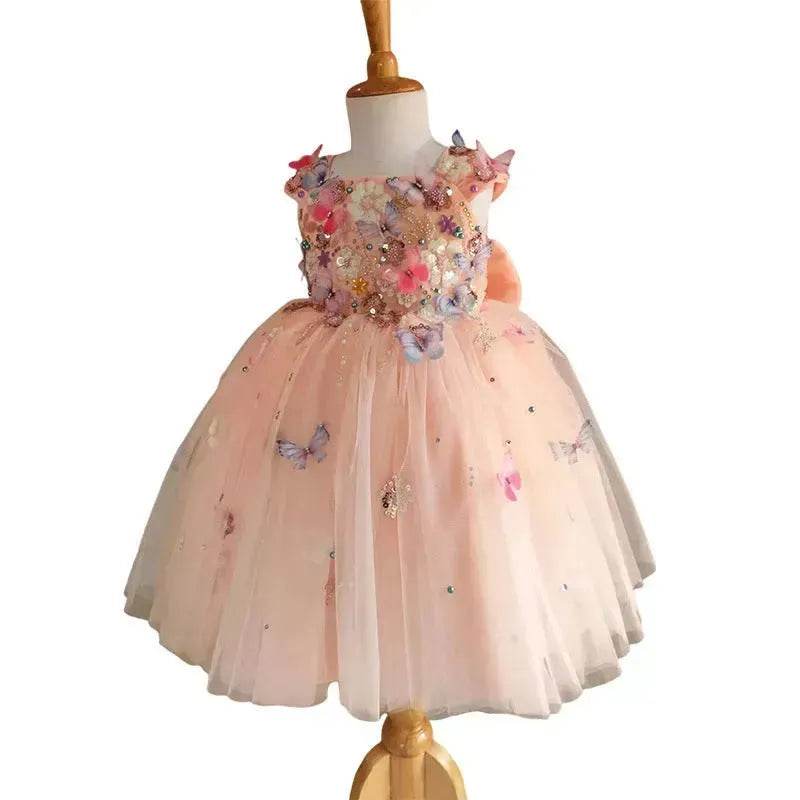 Children's Handmade Flower Fashion Special Dress Princess Ball Gown Dress Birthday Photoshoot Dress for girls Party dress for kids - Velora