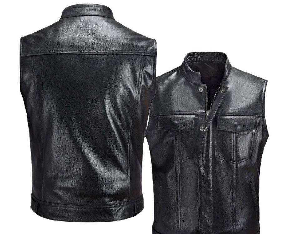 Vest Vest Button Motorcycle Motor Bike Casual Leather Waistcoat Plus Size - Velora