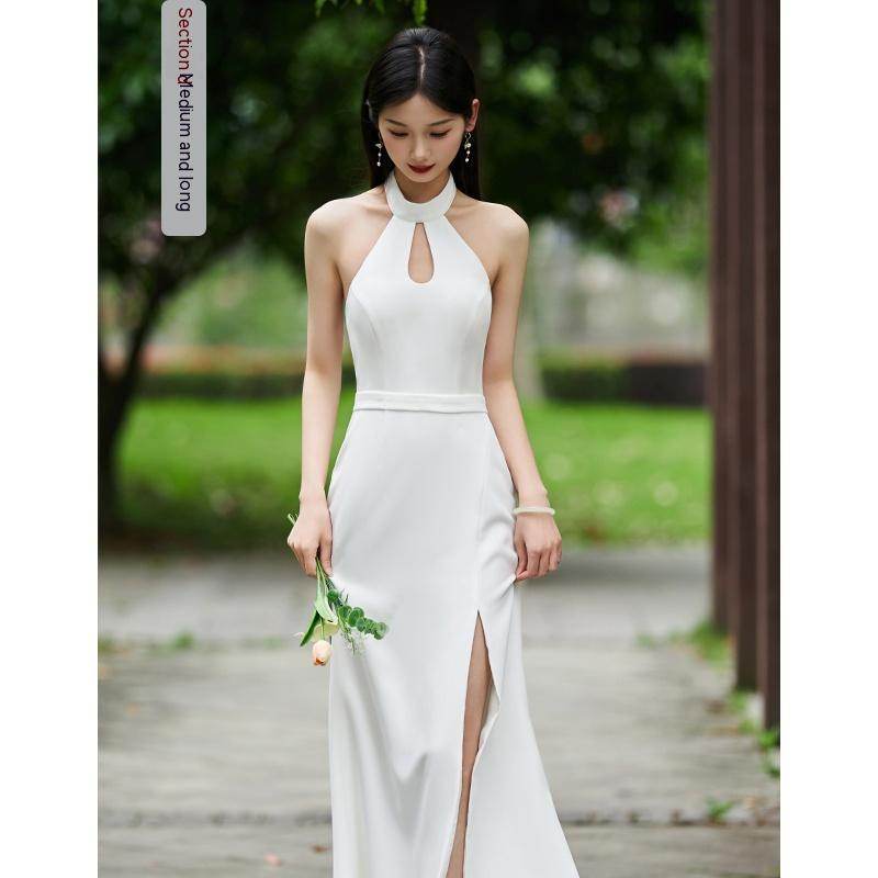 White Bridesmaid Dress Senior Dress Daily Style Formal Dress - Velora