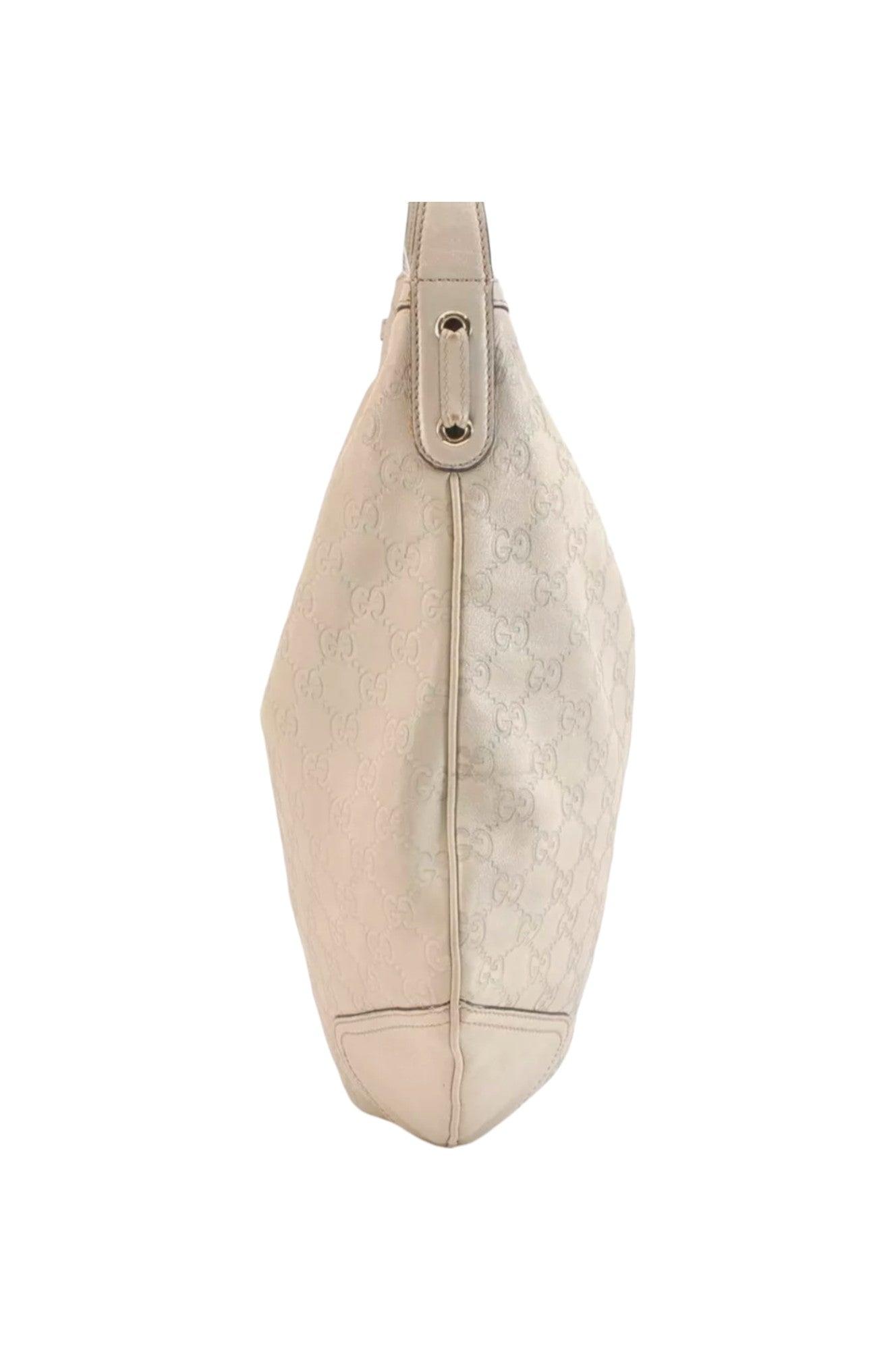 GUCCI Princy Guccissima GG Leather Shoulder Bag 162882 White 7406K - Velora