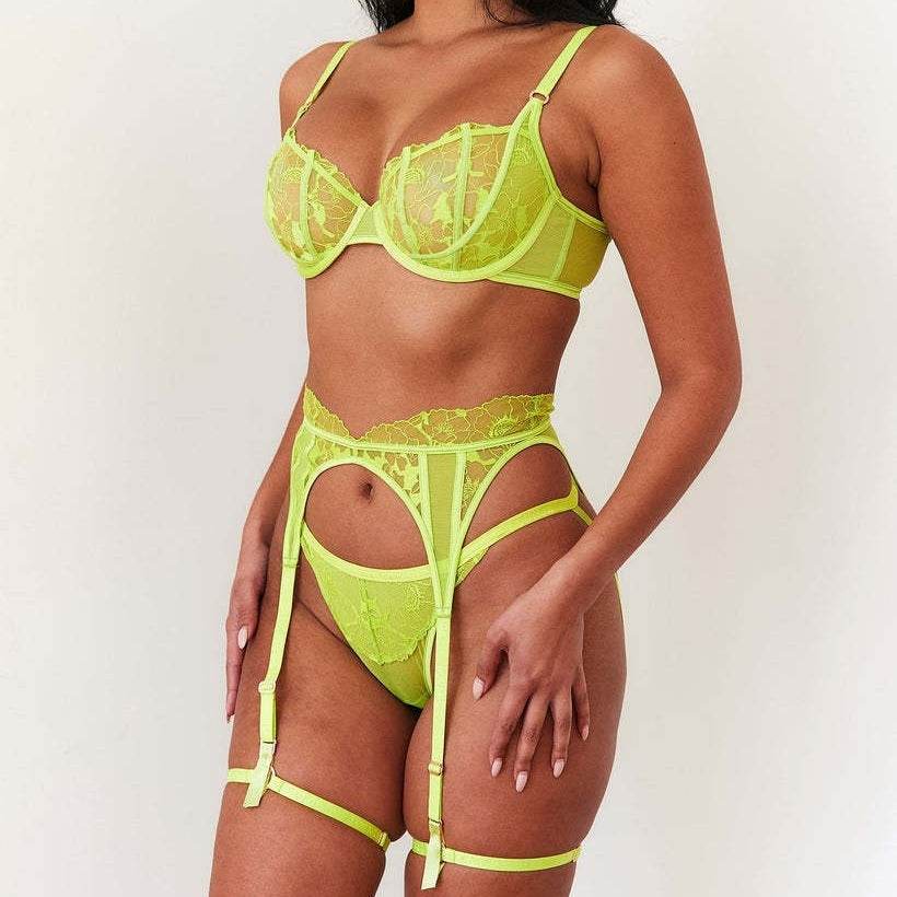 Women's Fashion Embroidered Bra Garter Suit - Velora