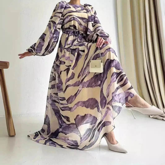 Elegant Printed Mum Long Maxi Dress - Velora