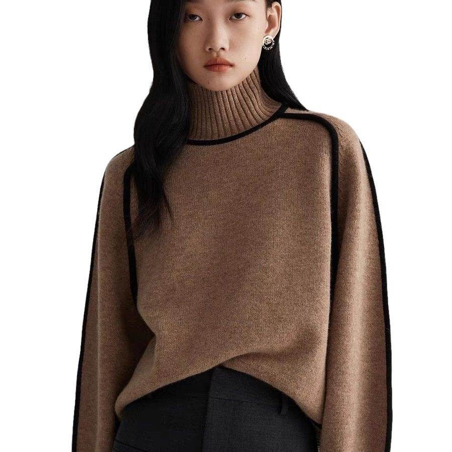 Autumn And Winter Half Turtleneck Three-dimensional Casual Loose Pullover Knitted Sweater Fashion Knit Top Outerwear - Velora