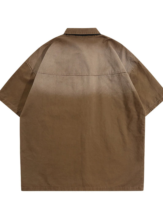 Men's Short Sleeve Denim Shirt with Tie Detail - Velora