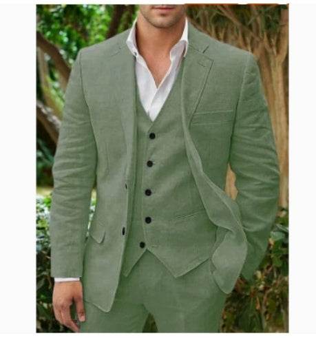 Linen Business Casual Suit Men's Suit Wedding Banquet - Velora