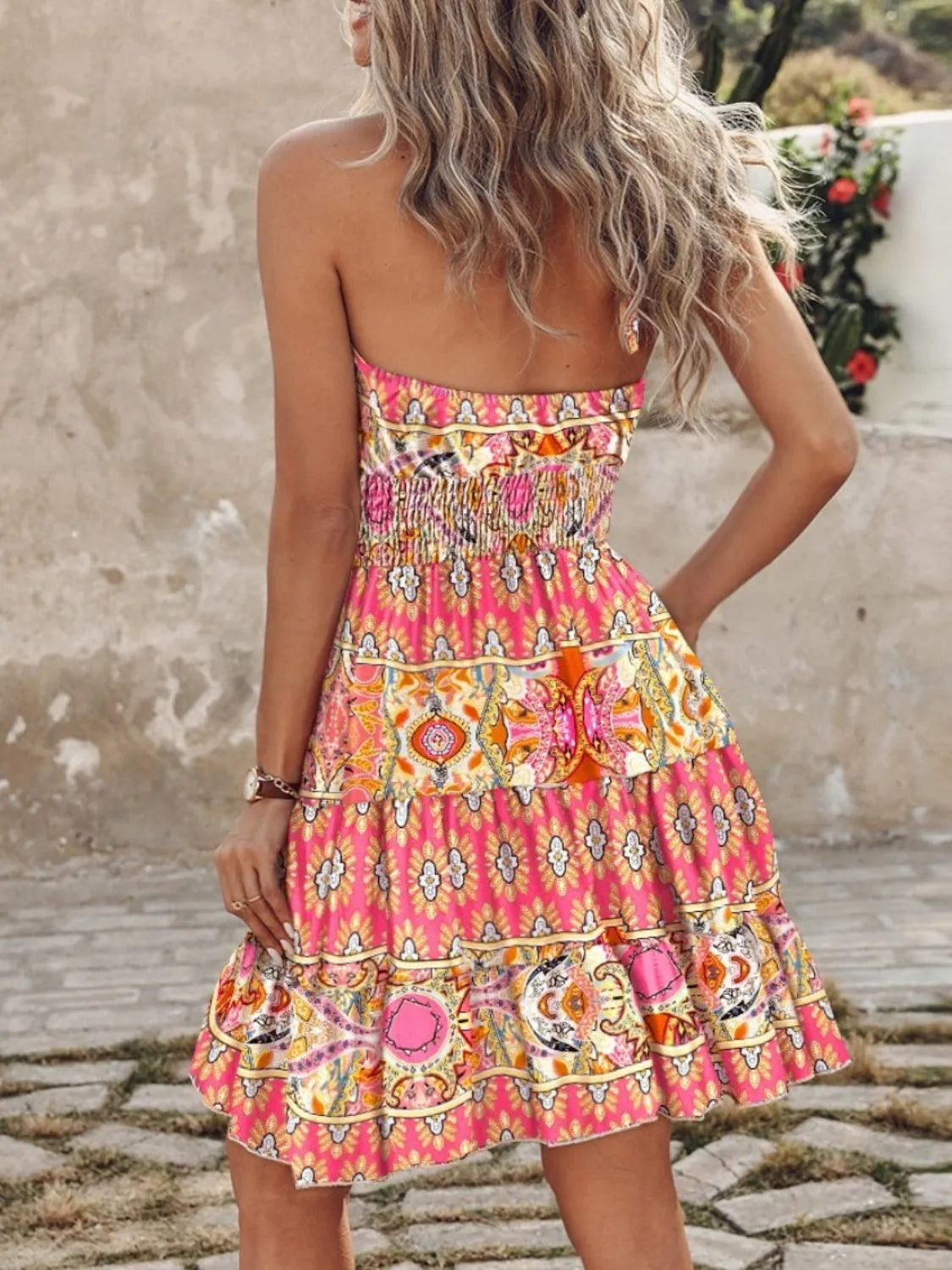 Paisley Print Halter Neck Mini Dress - Velora