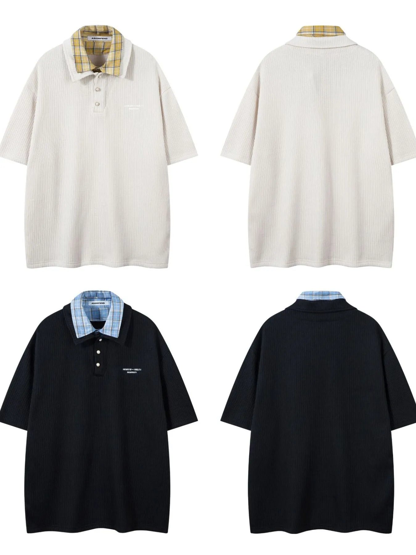 Men's Plaid Collar Short Sleeve Ribbed Polo - Velora