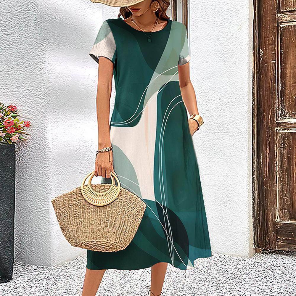 Simple Line Pattern Top Casual Fashion A- Line Elegant Skirt - Velora