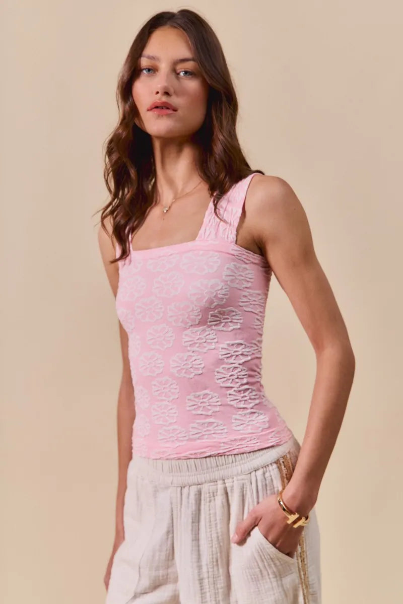 SO ME Two Tone Floral Seamless Tank Top - Velora
