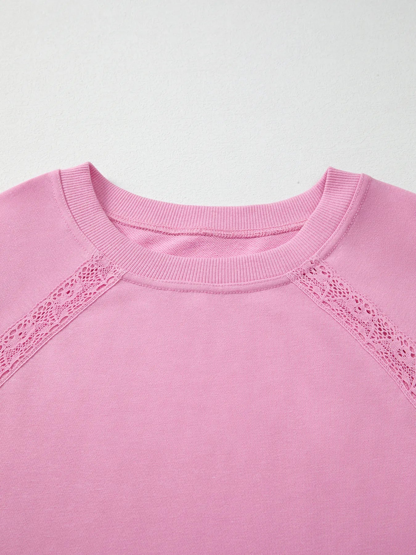 Lace Patched Raglan Sleeve Loose Fit Sweatshirt - Velora