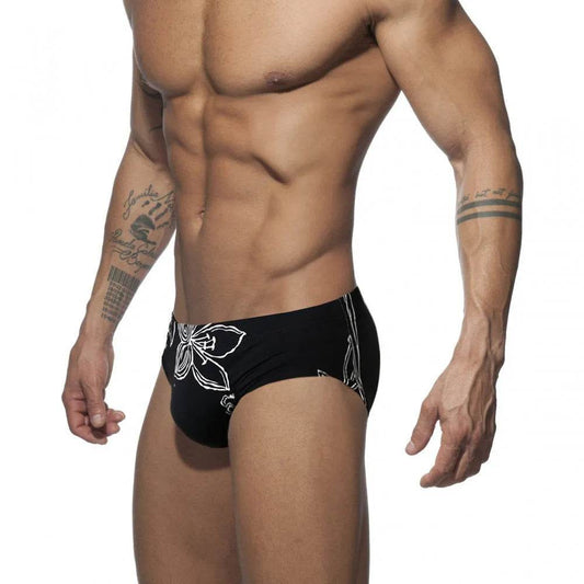 Simple Floral Printed Men's Underwear Swimming Trunks Briefs